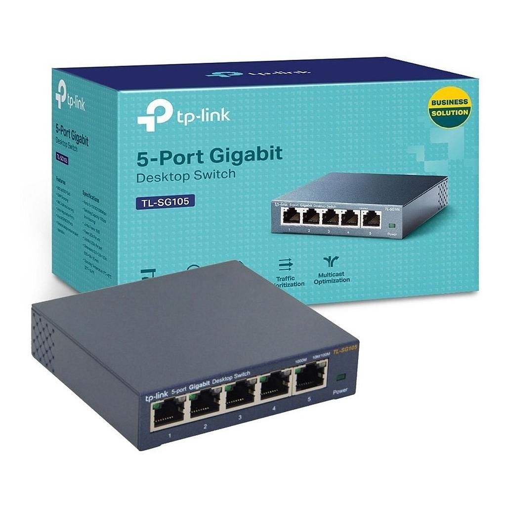 SWITCH DE 05 PUERTOS TP-LINK TL-SG105 10/100/1000 Mbps GIGABIT METAL